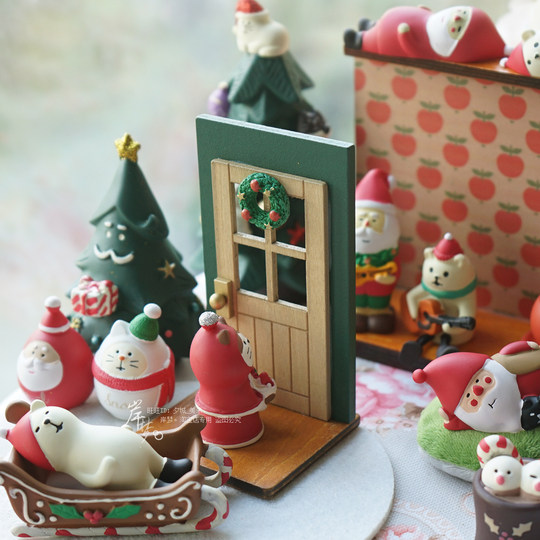 Christmas miniature doll wooden door