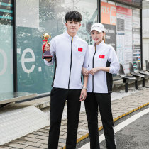 Autumn Winter Long Sleeve Badminton Suit for men and women The mens and womens mens door ball Broadcast Gymnastics Sports Association Costume Qi Volleyball jacket jacket