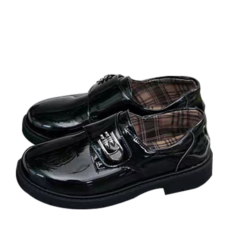 Children's black British style primary school students chorus recitation performance children's shoes soft bottom boys and girls white performance leather shoes