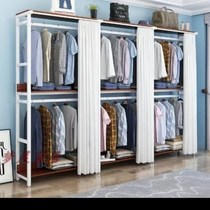 Coat rack Floor Simple Hanging Cloakroom Hanging Clothes Shelf Bedroom Household Double-Layer Combination Iron House Rack