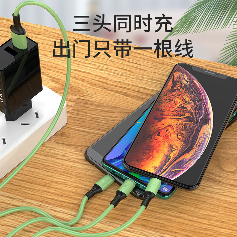Versatile data line three-in-one Apple Xiaomi type-c Android Huawei mobile phone onboard USB charging wire