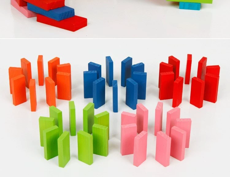 `120 miếng gỗ domino màu cực lớn các khối domino 2-3 tuổi xếp chồng các mảnh ghép cao để chơi mới - Khối xây dựng