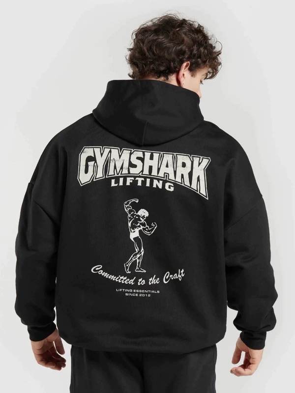 Gym Shark Arnold Fitness Sweatshirt Sports Casual Loose Terry Top Pullover European and American Size Gym Shark Arnold Fitness Sweatshirt Sports Casual Loose Terry Top Pullover European and American Size