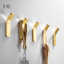Nordic brass small hook non-hole porch coat hook single hook gold decorative hanging nail bedroom wall simple