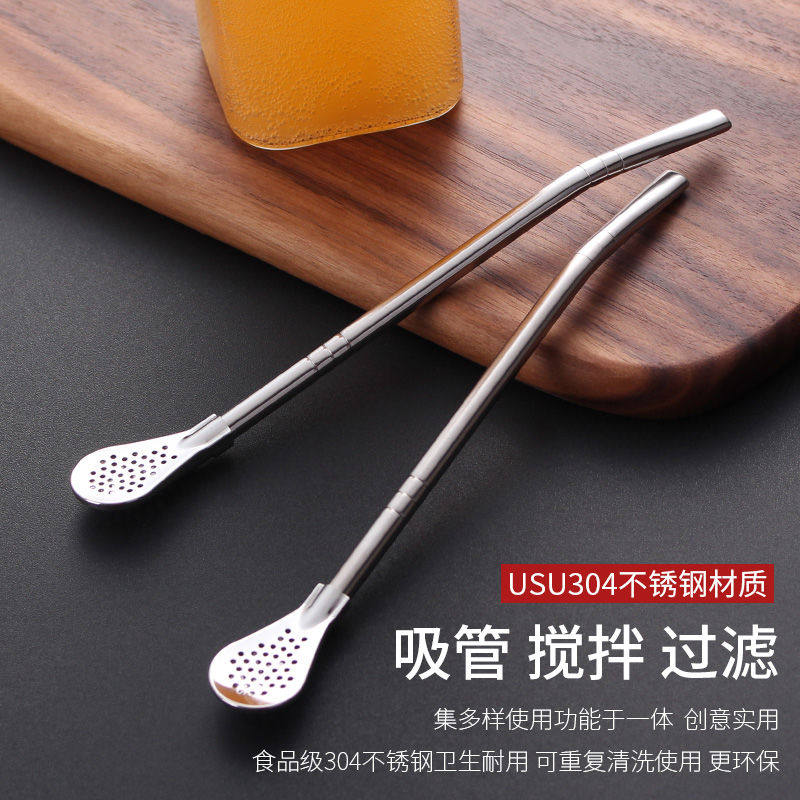 304 Stainless Steel Straws Eco-friendly Drinking Tube Milk Tea Cold Drink Coarse Straw Metal Elbow Rooster Cup Iron Straw Portable