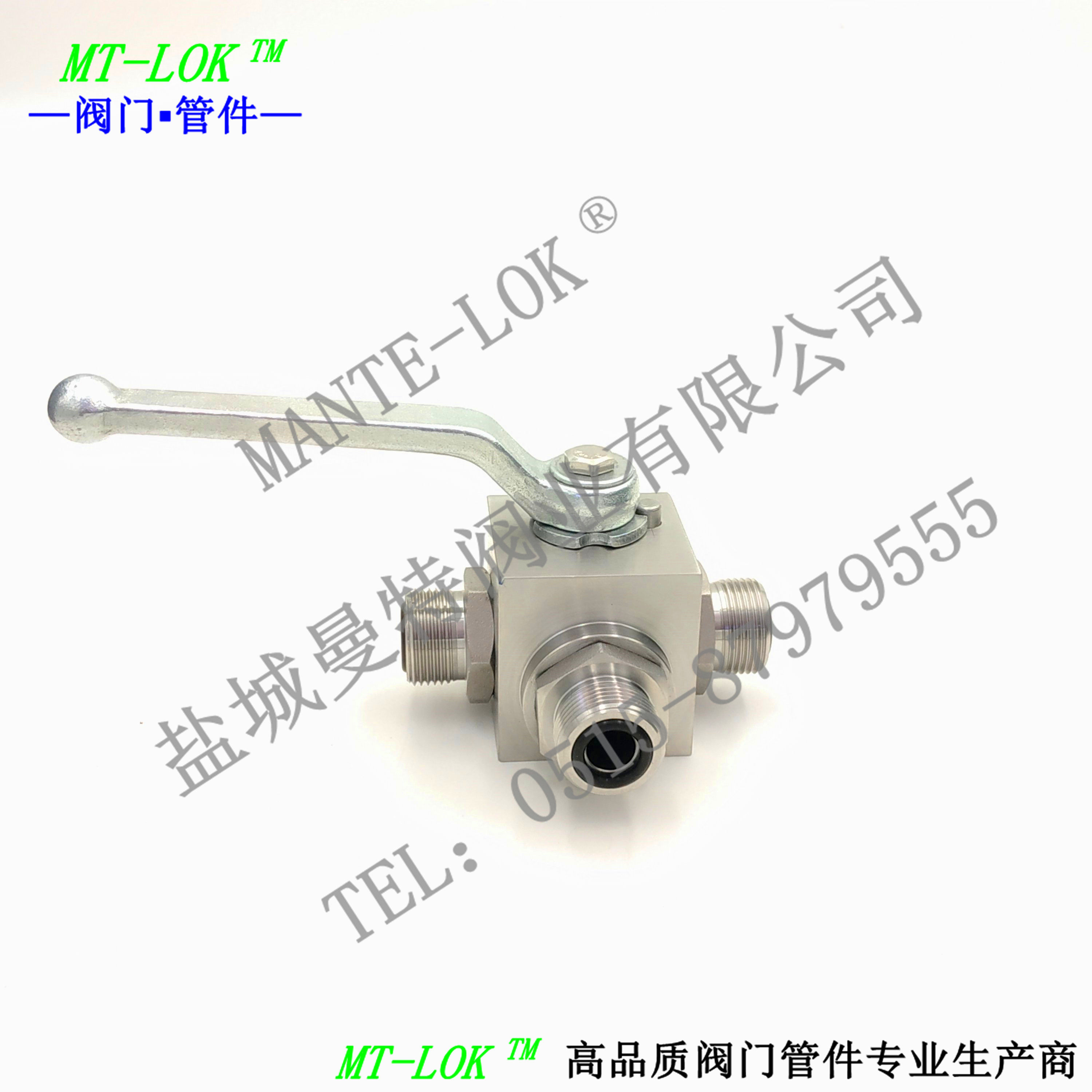 Stainless steel high pressure ball valve External thread three-way ball valve L-type stainless steel hydraulic ball valve Gas ball valve