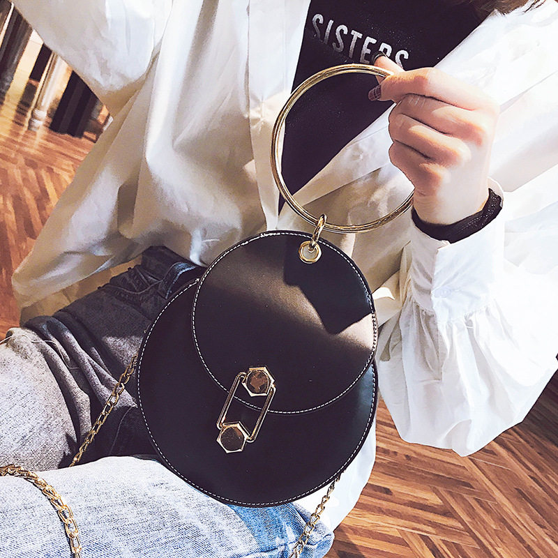 New small bag women 2018 new fashion ring personality small round bag Korean wave chain bag shoulder shoulder bag