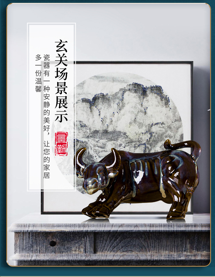 Bullish red ceramic its cattle furnishing articles bull mascot town house sitting room adornment Chinese arts and crafts