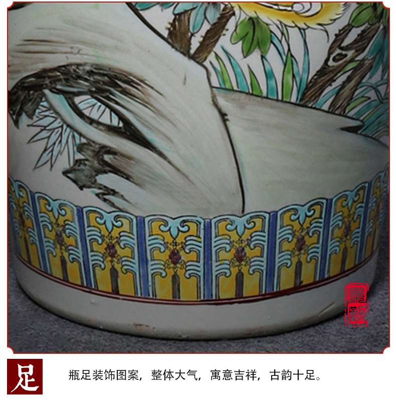 Jingdezhen ceramic floor big vase archaize manual powder enamel sitting room furnishing articles furnishing articles hotel decoration