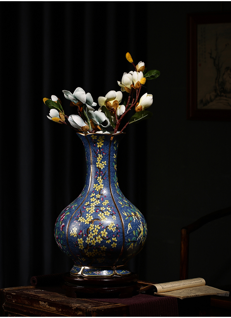 Jingdezhen ceramic vase Chinese colored enamel vase home sitting room furnishing articles furnishing articles archaize ceramic arts and crafts