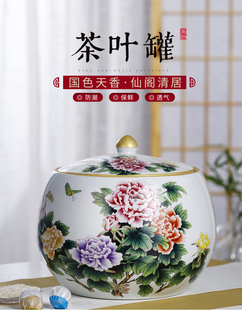 Jingdezhen ceramic storage tank hand by hand with cover Chinese medicine food rice, cooking pot grain tea pot