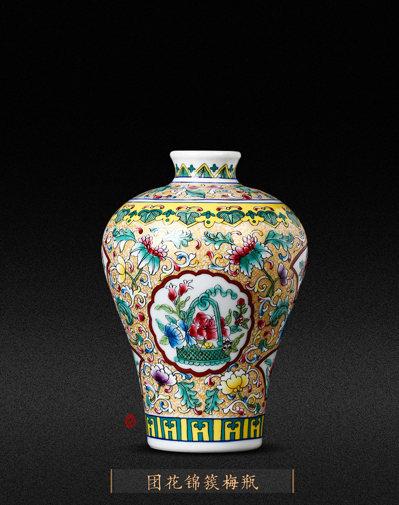 Jingdezhen porcelain floret bottle of pottery and porcelain enamel color restoring ancient ways of archaize sitting room of Chinese style household flower adornment furnishing articles