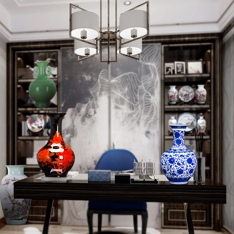 Rich ancient frame furnishing articles of jingdezhen porcelain ceramics dried flower vases, flower arrangement sitting room small home decoration arts and crafts