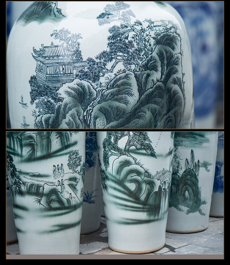 Jingdezhen ceramic floor big vase archaize jin rust was sitting room place of blue and white porcelain hotel decoration