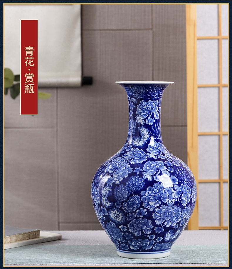 Restoring ancient ways of jingdezhen ceramic vases, youligong blue double ears to watch the sitting room porch decorate household furnishing articles