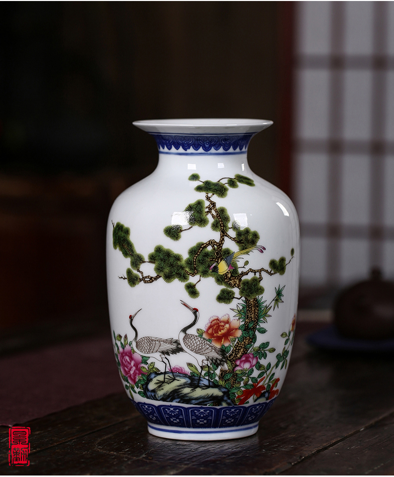 Jingdezhen porcelain floret bottle dry flower powder enamel decorations furnishing articles sitting room flower arranging Chinese style household ceramics handicraft