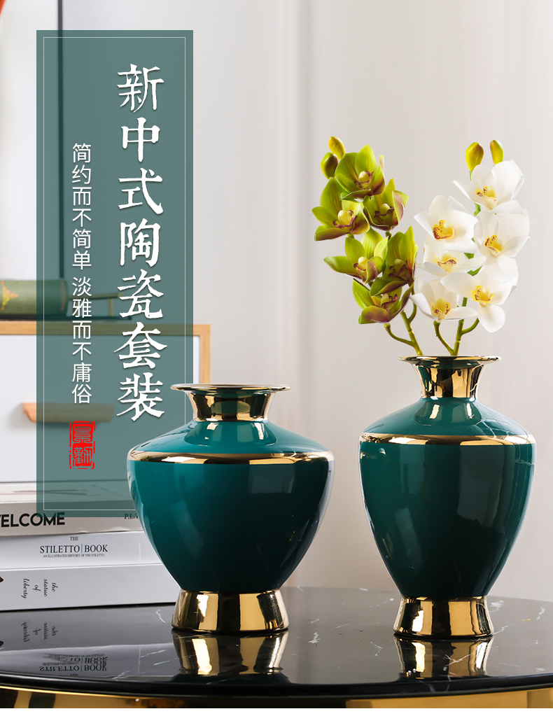 Jingdezhen modern new Chinese vase light key-2 luxury furnishing articles ceramic vase restoring ancient ways is the sitting room porch hotel soft decoration