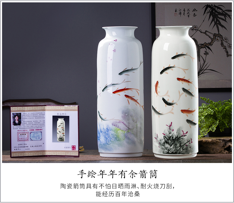 Jingdezhen ceramics vase sitting room adornment hand - made of new Chinese famille rose more than decoration flower arrangement furnishing articles every year