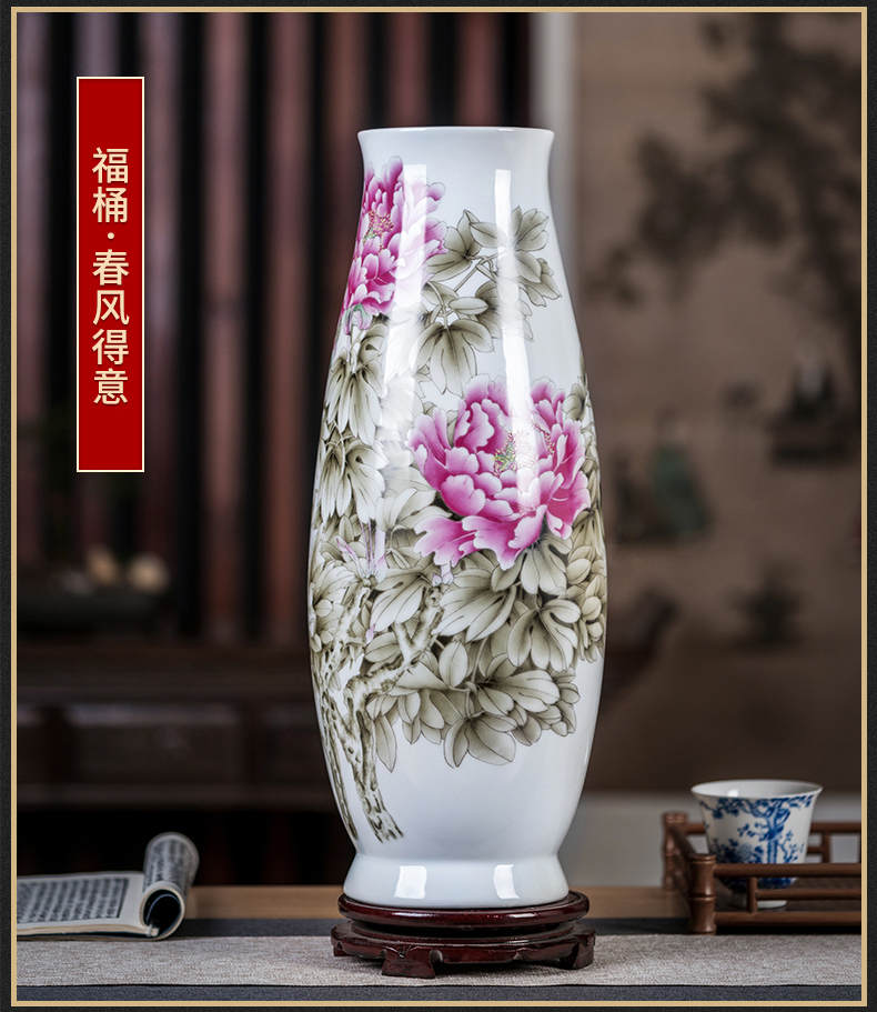 Jingdezhen ceramics vase large famille rose blooming flowers f tube of the sitting room of Chinese style household act the role ofing is tasted furnishing articles arranging flowers