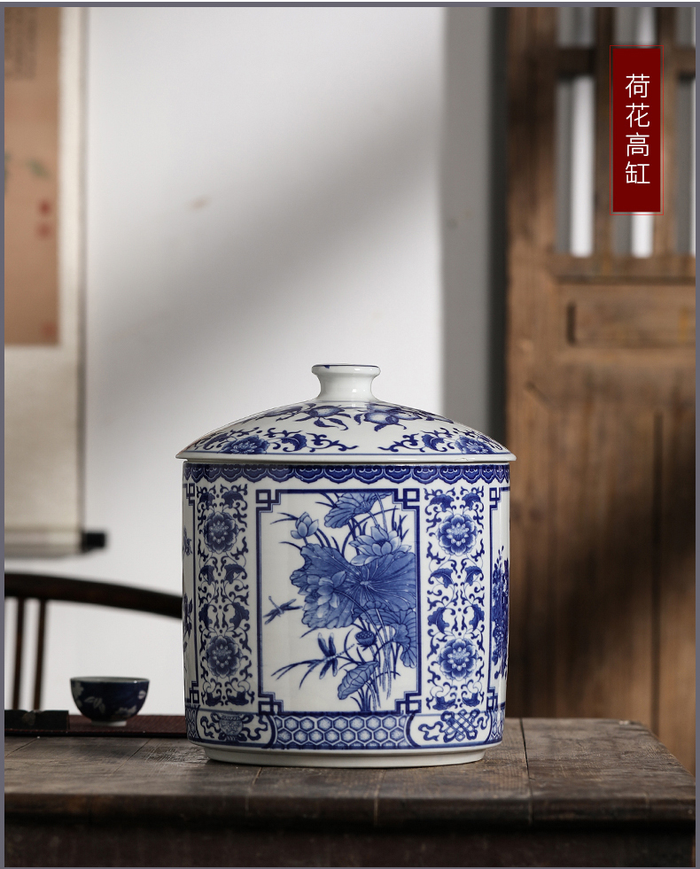 Jingdezhen ceramic storage tank is sealed with cover places ricer box meter as cans barrel insect - resistant moistureproof caddy fixings 10 jins