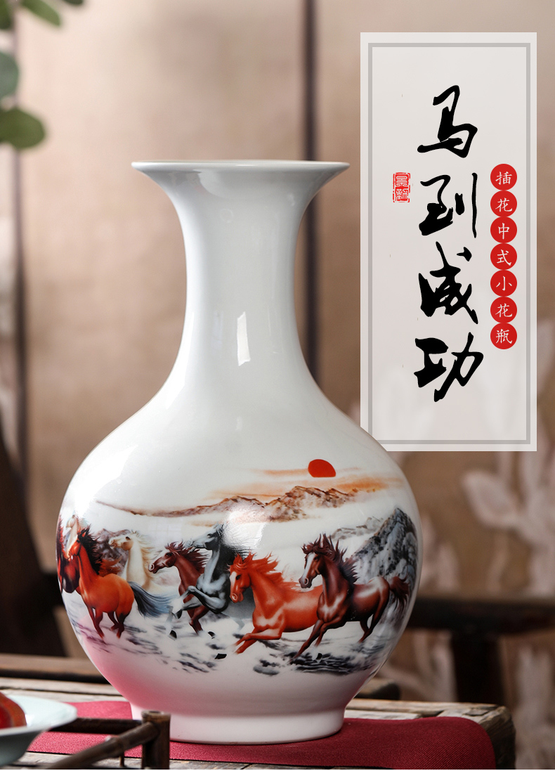 Jingdezhen ceramics vase sitting room place flower arranging dried flower vase decoration in modern home decoration process