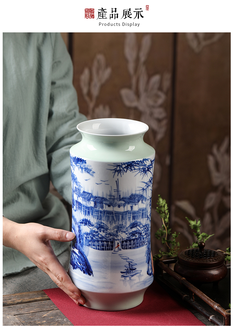 Jingdezhen ceramic hand - made flower arranging dried flowers of modern Chinese style living room home decoration furnishing articles craft vase