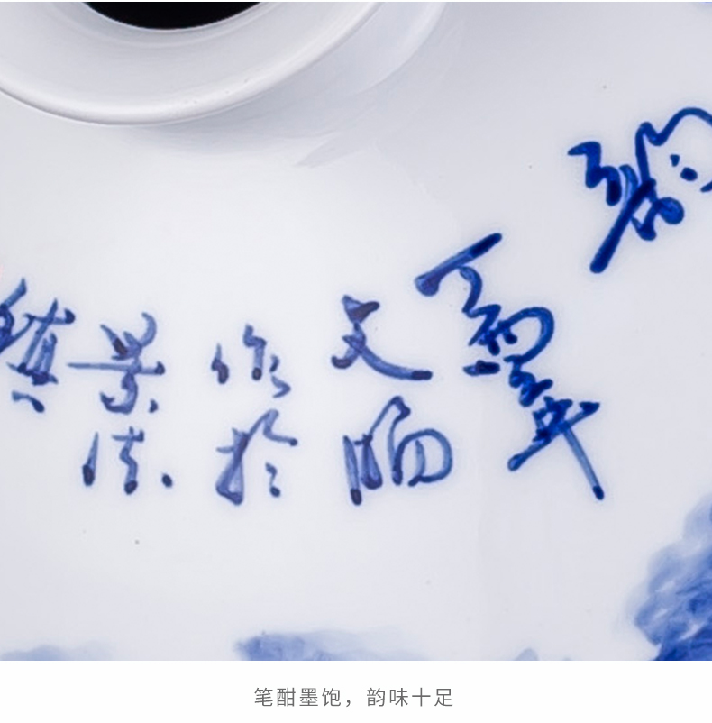 The Master of jingdezhen famous blue and white ten catties outfit Wu Wenhan hand - made ceramic terms bottle 10 jins jars jugs seal