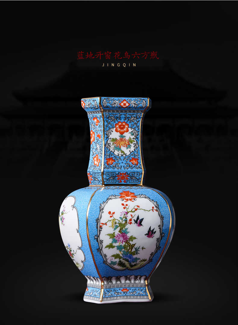 Jingdezhen imitation antique ceramics colored enamel vase Chinese imitation the qing yongzheng sitting room adornment furnishing articles study