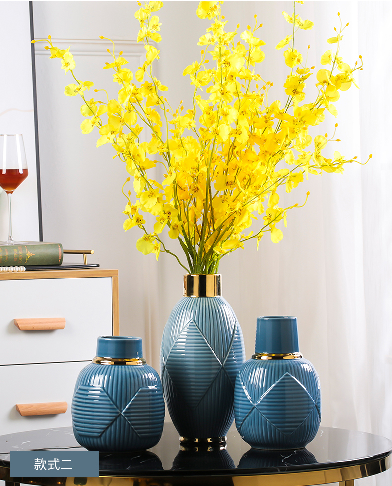 Jingdezhen modern three - piece ceramic vases, flower arrangement sitting room ark of new Chinese style decoration vase act the role ofing is tasted furnishing articles