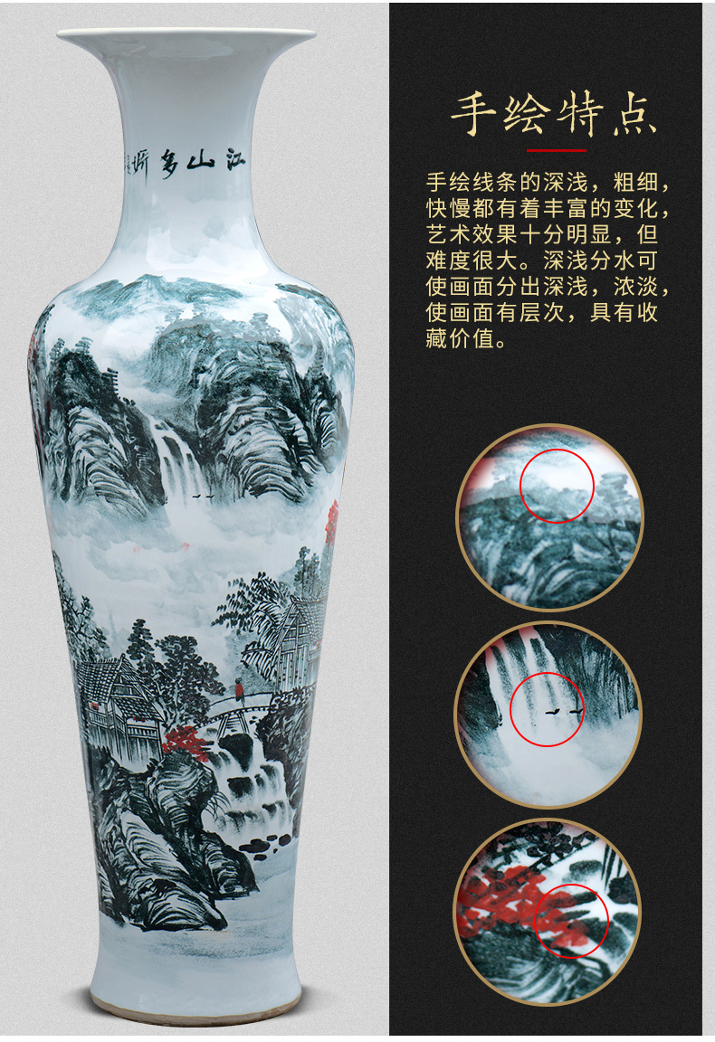 Jingdezhen ceramics hand - made landscape painting 1 meter of large vases, housewarming sitting room adornment new home furnishing articles