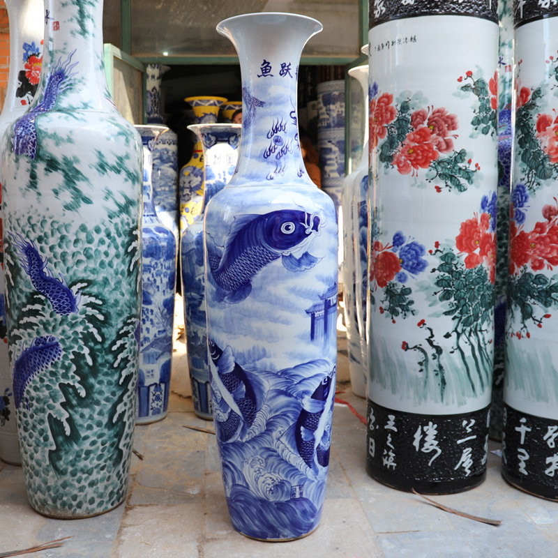 Jingdezhen ceramic hand - made the leap to the French blue and white porcelain vase living room opening gifts furnishing articles