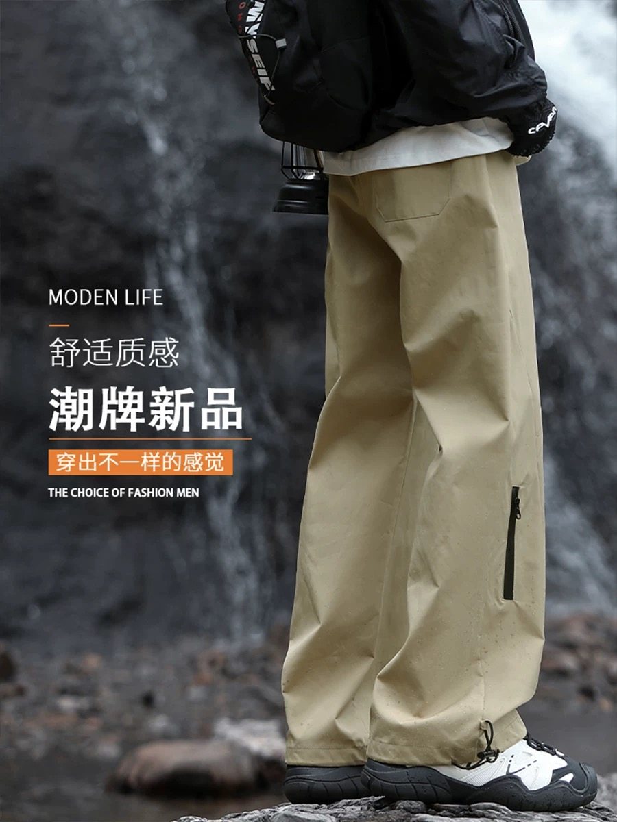 Windproof and Waterproof Women's Autumn and Winter Loose Straight-Leg Large Size Fleece-Lined Casual Outdoor Hiking Paratrooper Cargo Pants