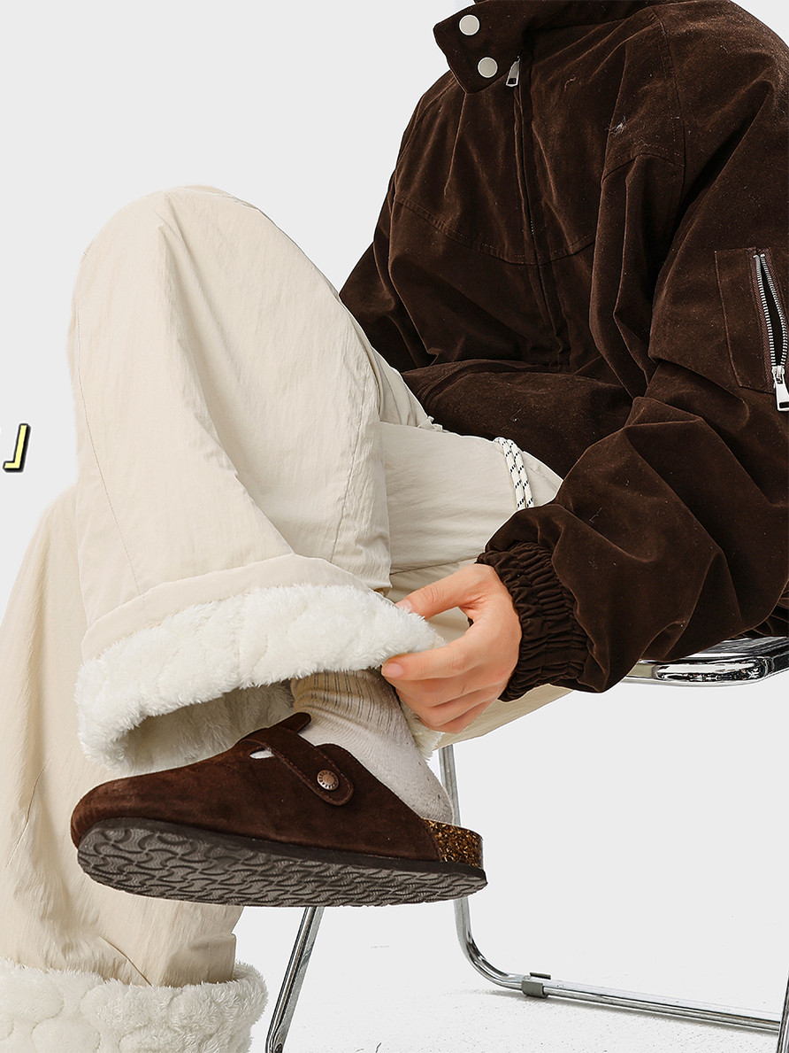 Fleece-Lined Thick Lamb Wool Warm down Cotton Pants for Women, Suitable for Outdoor Wear in Winter, Windproof, Waterproof, Cold-Resistant Casual Pants for Northeast