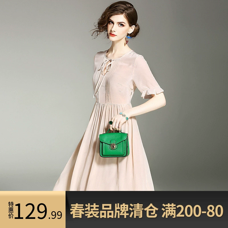 [Alaroo] 007 giảm giá thương hiệu cửa hàng phụ nữ mùa xuân 2020 khí chất mới Váy midi ren mỏng - váy đầm