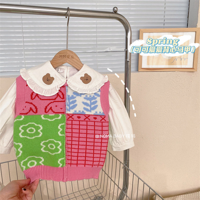 Children's waistcoat 2022 new spring autumn dress women's baby casual cover sleeveless jacket for small and small children