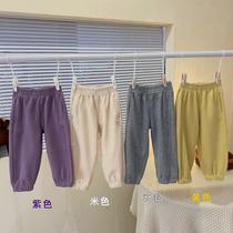 Girl casual pants Autumn Thin Cotton breathable 2021 Sport Pants Kindergarten Pure color Han Edition Bunch Foot Long Pants Tide