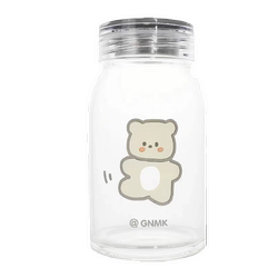 Instagram Celebrity Cute Bear Glass Cup Cartoon Thickened Heat-Resistant Water Cup Korean Style for Male and Female Students Couple Portable Cup