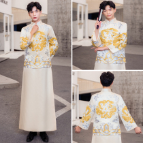 Xiuhe clothing 2021 new groom clothing champagne color toast service Xiu and mens dress dragon and phoenix coat wedding horse coat Spring