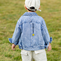 Male baby cowboy coat 2021 spring new handsome smiling face embroidered lapel childrens coat tide