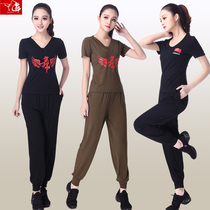 Square dance clothing new set short sleeve sports fitness clothing women loose dance practice clothing sailor dance dance clothes