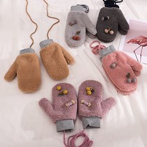 ulzzang Harajuku style gloves Womens winter cute creative personality Funny Japanese cycling plush ins Girl heart