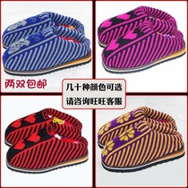 Old-fashioned woolen slippers female finished shoes mens handmade cotton slippers mother thick soles middle-aged