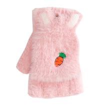 Childrens gloves to keep warm in winter for girls cute half-finger flip-top five-finger split-finger primary school students writing and homework girls