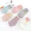 Children's gloves winter warm girls cute velvet thickened princess fingers five fingers primary school students write girls