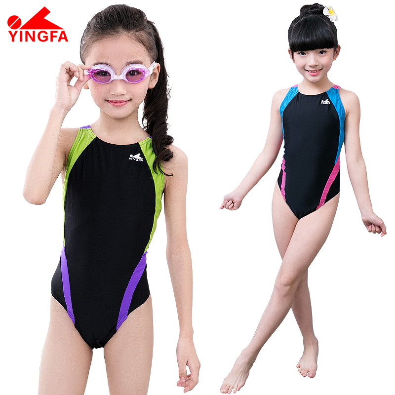 Yingfa Children's Swimsuit Girls, Zhongda Girls, Baby Students Professional Siamese Triangle Competition Training Swimsuit
