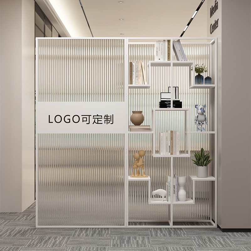 Company Front Desk Changhong Glass Display Rack Office Partition Wall Screen Exhibition Hall Logo Image Wall Storage Shelf