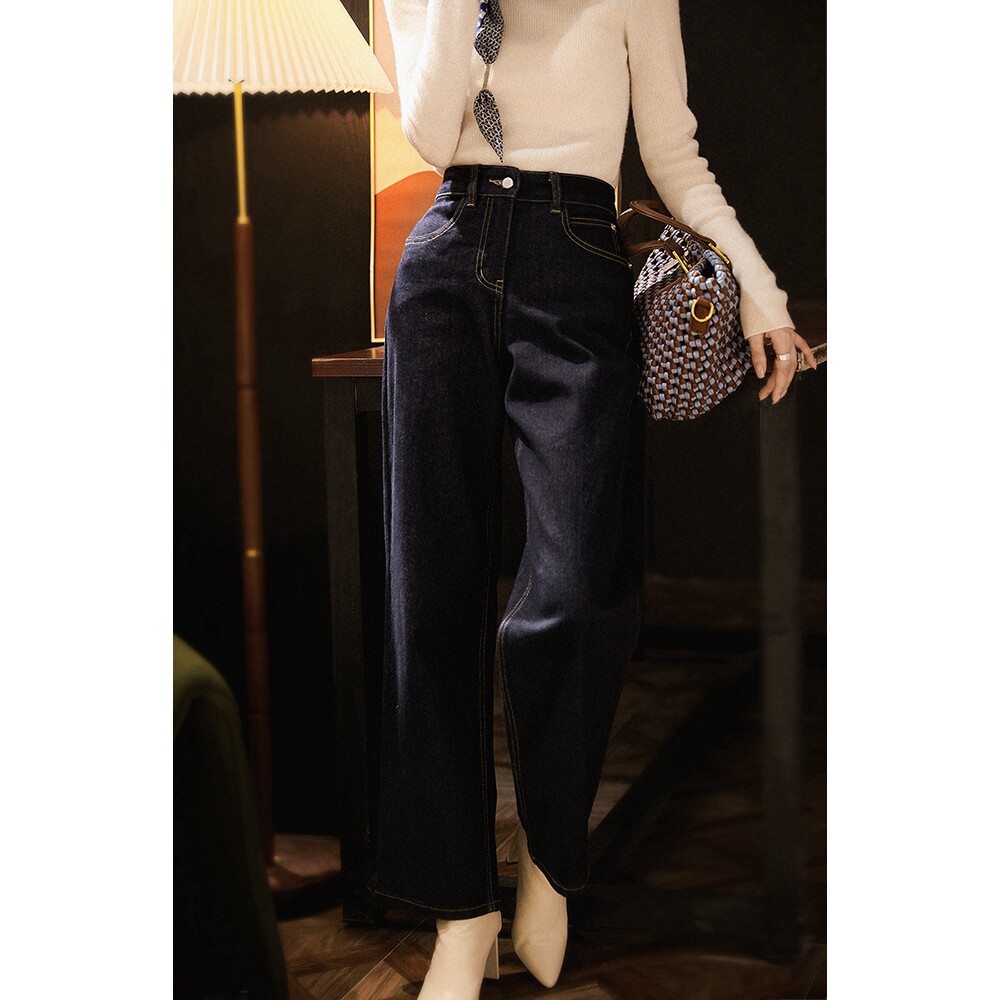 Deep shade of retro lazy cotton bullet cowboy straight tube trousers and winter - winter good things unforgettable