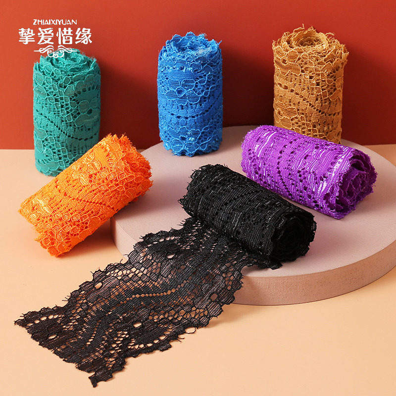 Stretch small black and white lace accessories handmade diy decorative material with curtain skirt hem collar fabric