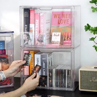 Album storage box dustproof cd display rack comic book tape record collection acrylic storage cabinet transparent