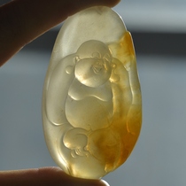 Xinjiang natural gold wire jade gemstone light pendant Maitreya Buddha natal Buddha laughing Buddha